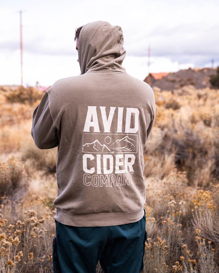 Avid Cider Company hoodie in the high desert