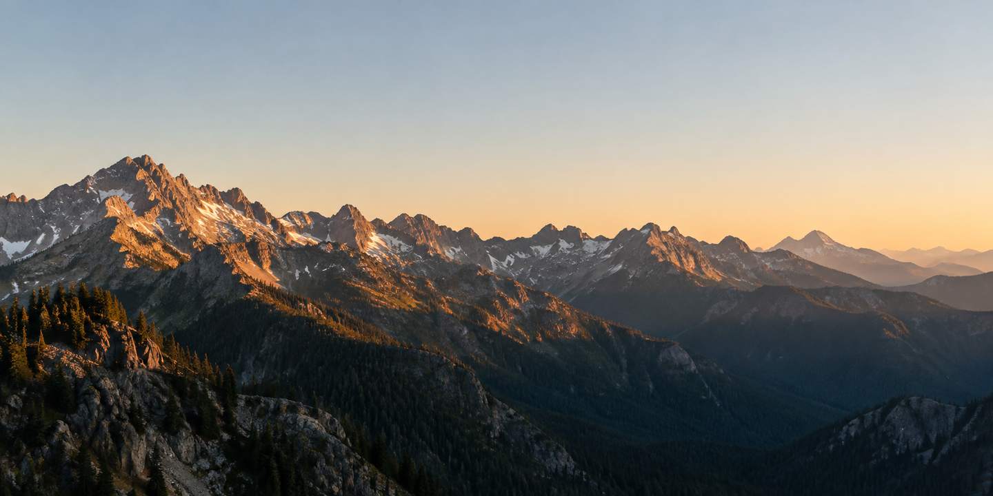 Cascade ridge line at golden hour